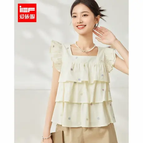 IEF/爱依服2025夏季新款法式甜美小清新少女风荷叶边减龄背心上衣商品大图