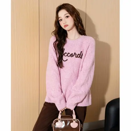 唐狮新款秋冬女小个子毛衣套头韩系宽松小众慵懒风绞花毛线衫TE图片