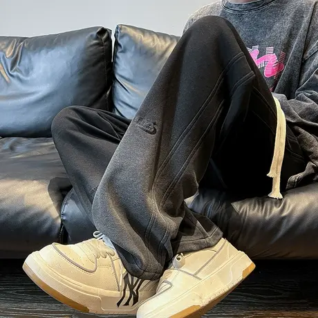 美式复古运动卫裤男2023年秋季新款潮牌oversize渐变设计休闲长裤商品大图