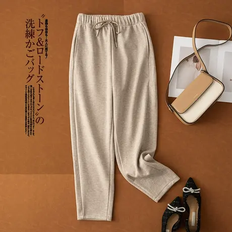 享永子【糯糯毛巾裤】 显高好裤 垂感显瘦慵懒休闲直筒微收腿女裤商品大图