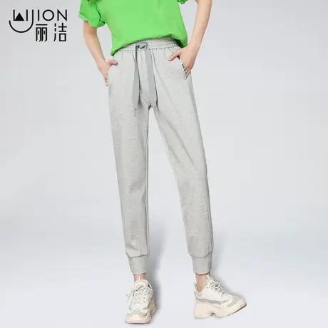 丽洁女裤年夏季卫裤女薄款高腰休闲运动裤宽松bf帅气束脚裤九分裤商品大图