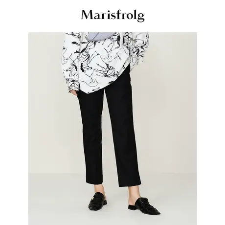 【经典搭配系列】玛丝菲尔秋季黑色经典百搭萝卜裤长裤商品大图