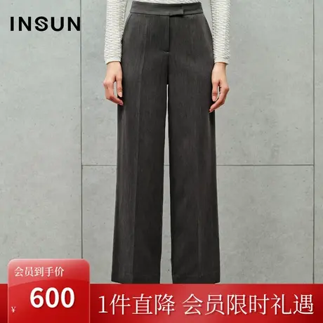 恩裳2023秋季新款质感TR料定制工业灰简约大气直筒休闲裤商品大图