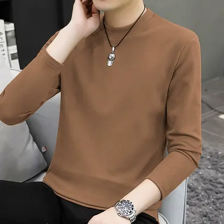 300g重磅德绒打底衫双面绒长袖t恤男秋冬季纯色小衫保暖内搭秋衣商品大图