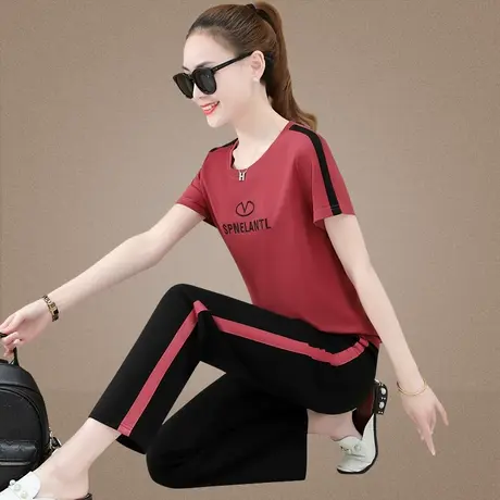 阔腿裤休闲运动服套装女春夏季薄款洋气中年妈妈装宽松显瘦两件套商品大图