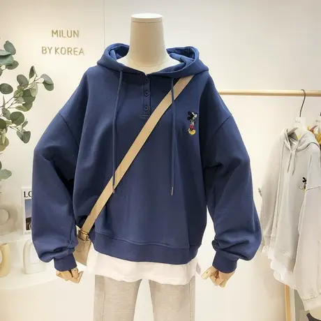 韩国东大门卫衣小众设计感2021秋季新款ins慵懒休闲连帽上衣宽松商品大图