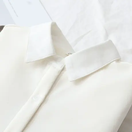 白色加绒衬衫女冬加厚长袖职业气质棉正装工作服保暖打底雪纺衬衣图片