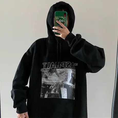 waitmore卫衣女秋冬韩版潮宽松原宿bf慵懒风加绒加厚ins超火外套商品大图