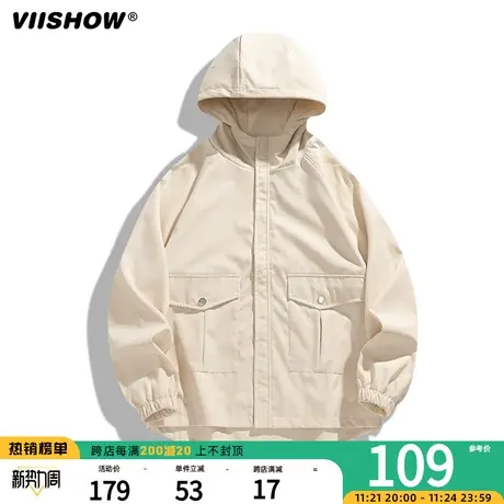 VIISHOW宽松连帽口袋工装防风外套秋冬新款男ins潮流冲锋夹克夹克商品大图