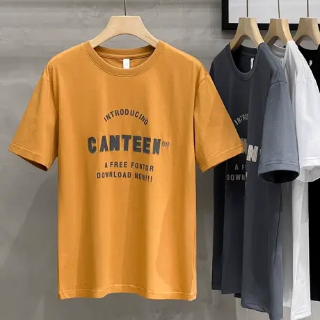 2023春夏新款短袖T恤男圆领半袖美系休闲宽松潮流衣服半袖打底衫商品大图