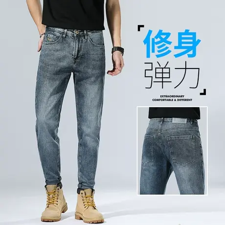 修身弹力高端牛仔长裤男士直筒宽松夏季薄款广州新塘镇休闲男裤子商品大图