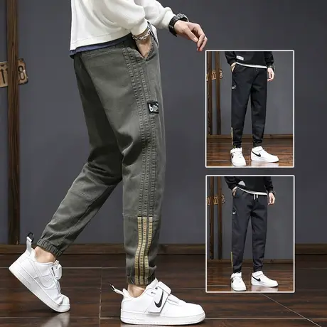 军绿色潮牌工装裤男士束脚宽松九分休闲裤子春季秋冬款春秋款男装商品大图