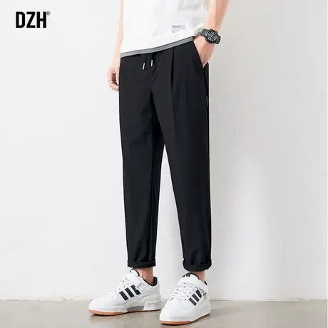男士休闲黑色裤子男直筒宽松九分裤哈伦裤2024年新款裤子秋季男款商品大图
