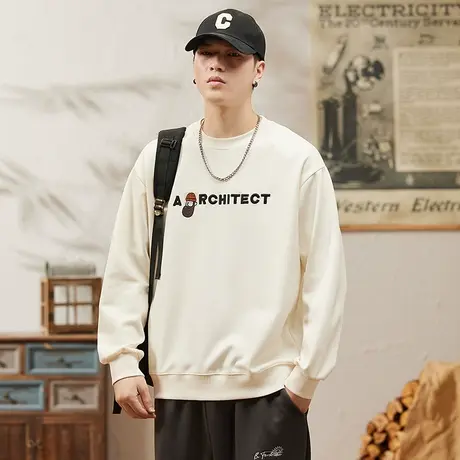 青少年潮牌男装时尚简约印花圆领卫衣宽松休闲高档男士卫衣潮牌商品大图