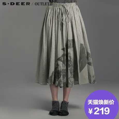 【✔活动】✖sdeer圣迪奥女装夏装结构主义印染半身长裙S14281121商品大图