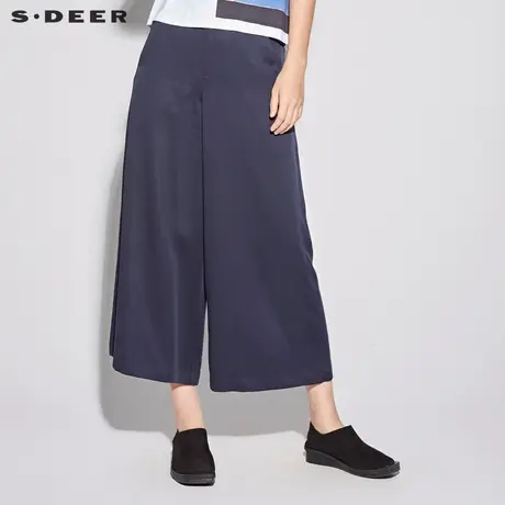 sdeer圣迪奥2019新款女装夏装简约休闲工装阔腿裤S18280833商品大图