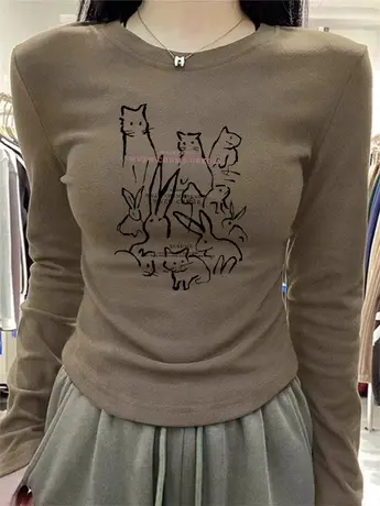 设计感正肩德绒保暖打底衫女春秋冬内搭短款上衣磨毛加厚修身T恤图片