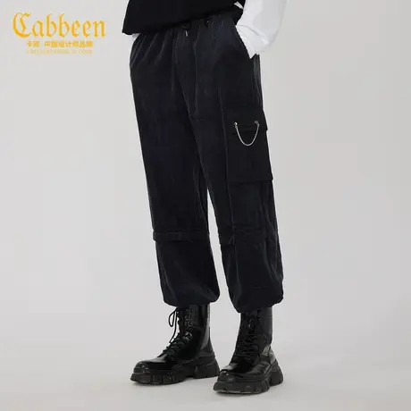 Cabbeen卡宾男装灯芯绒休闲裤口袋拼接束脚宽松长裤K商品大图