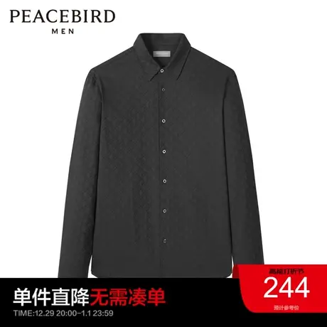 太平鸟男装 2022年冬季新款满印暗纹衬衫休闲衬衫男图片