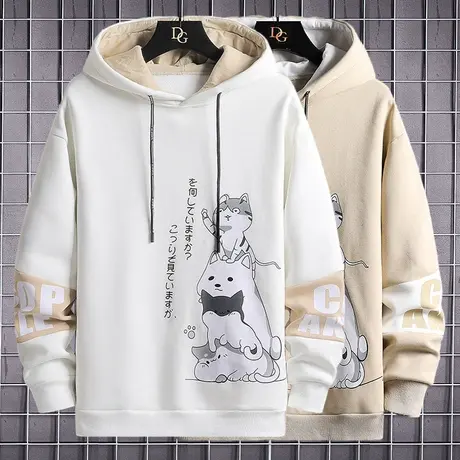 卡通卫衣男款加绒加厚连帽套头青少年上衣服打底衫秋冬季男士外套商品大图