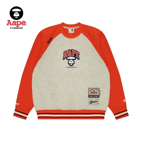 Aape男装春夏猿人徽章字母刺绣潮流撞色宽松圆领卫衣A399XAM图片