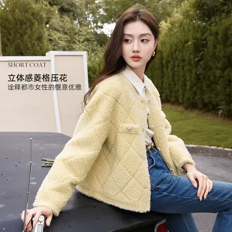 【千金风专场】香影小香风毛绒外套女2023冬季新款羊羔毛风小个子图片