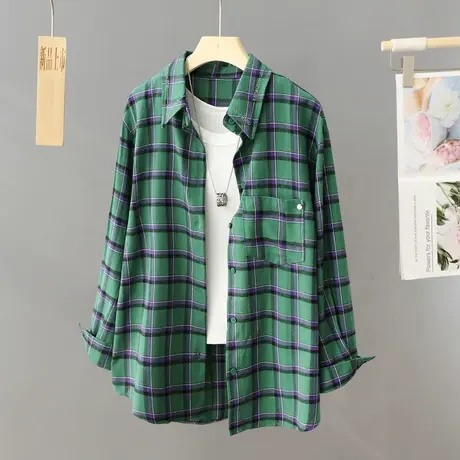 复古休闲格子衬衫外套女春季设计感小众宽松外穿衬衣叠穿内搭上衣商品大图
