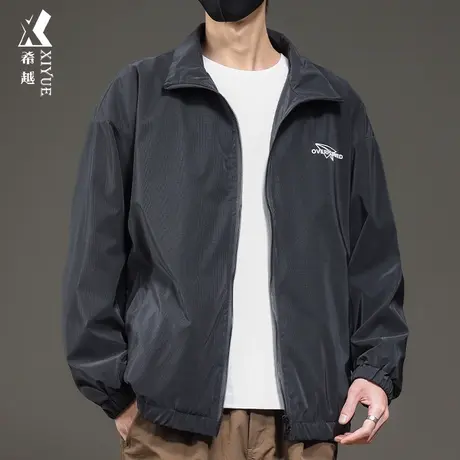 希越春秋新款翻领夹克男美式宽松大码男士外套户外防风高级感男装图片