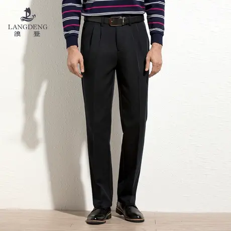 浪登秋冬中年休闲裤男宽松直筒双褶爸爸长裤商务中老年人男士裤子商品大图
