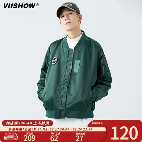 VIISHOW外套男士春秋款高街复古棒球服潮牌美式工装飞行员夹克商品大图