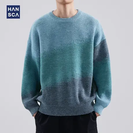 hansca毛衣男冬季宽松高级感套头针织衫慵懒风美式加厚打底线衣潮商品大图