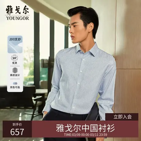 【200支】TP系雅戈尔衬衫春季商务休闲高纱支纯棉免烫长袖衬衫男商品大图