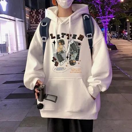 连帽纯棉卫衣男秋冬季新款宽松潮流oversize帽衫情侣上衣美式外套商品大图