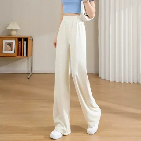 时尚气质简约休闲直筒裤2023年春季新款女士高腰宽松显瘦阔腿裤图片