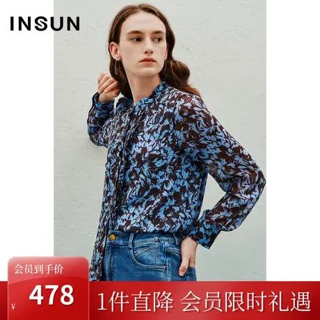 恩裳2023春新款仿真丝东方元素印花衬衫对丝工艺气质衬衣图片