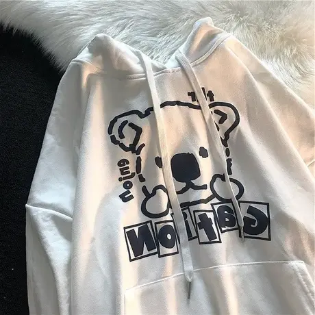 美式复古连帽卫衣女宽松韩版ins设计感小众春秋薄款oversize外套图片