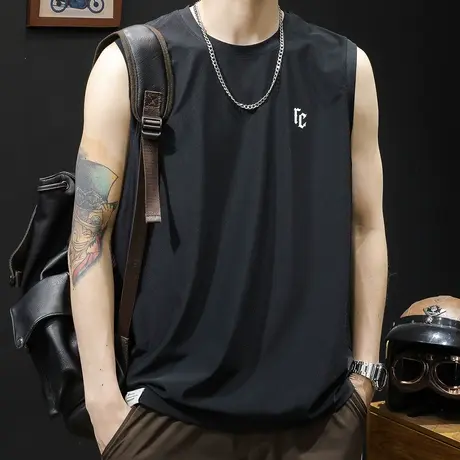 冰丝背心男宽松坎肩男士t恤无袖跨栏运动健身篮球男款大码夏季薄图片