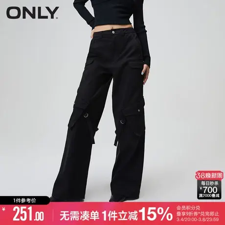 ONLY冬季时尚休闲高腰直筒长裤工装休闲裤女|123414061商品大图