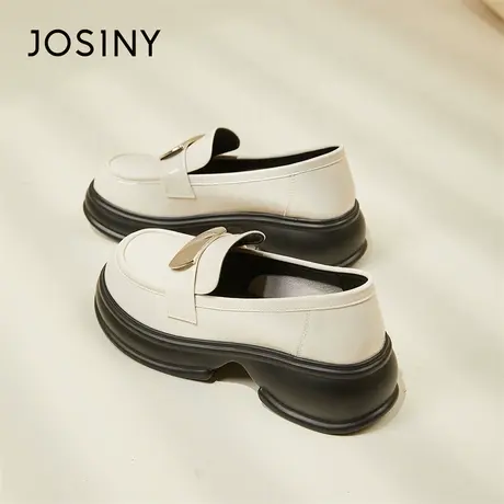 Josiny/卓诗尼乐福鞋女2024新款春季英伦风百搭厚底小皮鞋豆豆鞋商品大图