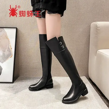 蜘蛛王女鞋新款冬季女靴真皮高跟加绒长筒靴子高筒过膝长靴商品大图