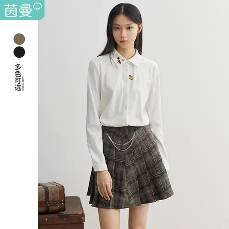 【商场同款】茵曼半身百褶裙女2023冬季新款甜美学院风a字半身裙图片