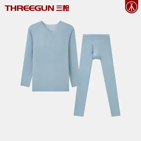 THREEGUN/三枪男士无痕内衣随心裁秋衣秋裤套装V领薄绒保暖内衣冬图片