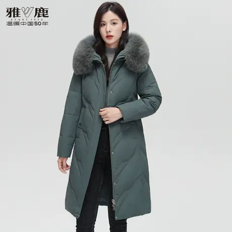 雅鹿狐狸毛领羽绒服女中长款妈妈款2022冬季新款保暖加厚外套宽松商品大图