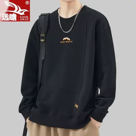 卫衣男圆领宽松上衣春秋季2023新款潮牌长袖T恤男士休闲打底衫潮商品大图