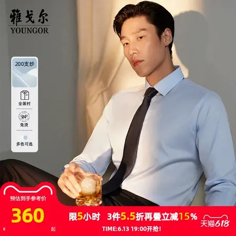 【200支】雅戈尔男士秋冬新款商务DP免烫装衬暗条纹长袖衬衫4788商品大图