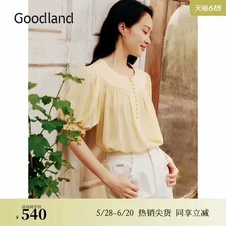 Goodland美地夏季复古灯笼袖衬衫法式减龄上衣商品大图