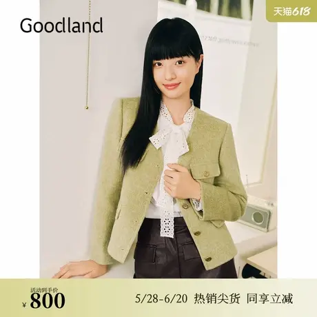 Goodland美地2024冬季新款羊毛莱赛尔小香风休闲短外套图片