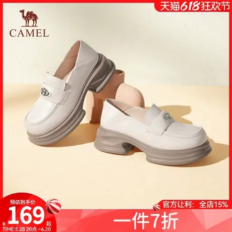 骆驼女鞋2024秋季新款真皮jk小皮鞋英伦休闲粗跟厚底乐福鞋女单鞋图片