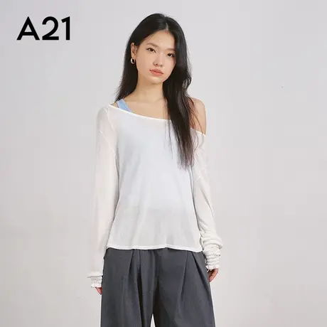 女装一字领落肩两件套毛针织衫商品大图