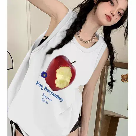 纯棉吊带坎肩背心无袖t恤女2025新款夏外穿高级感慵懒风宽松上衣图片